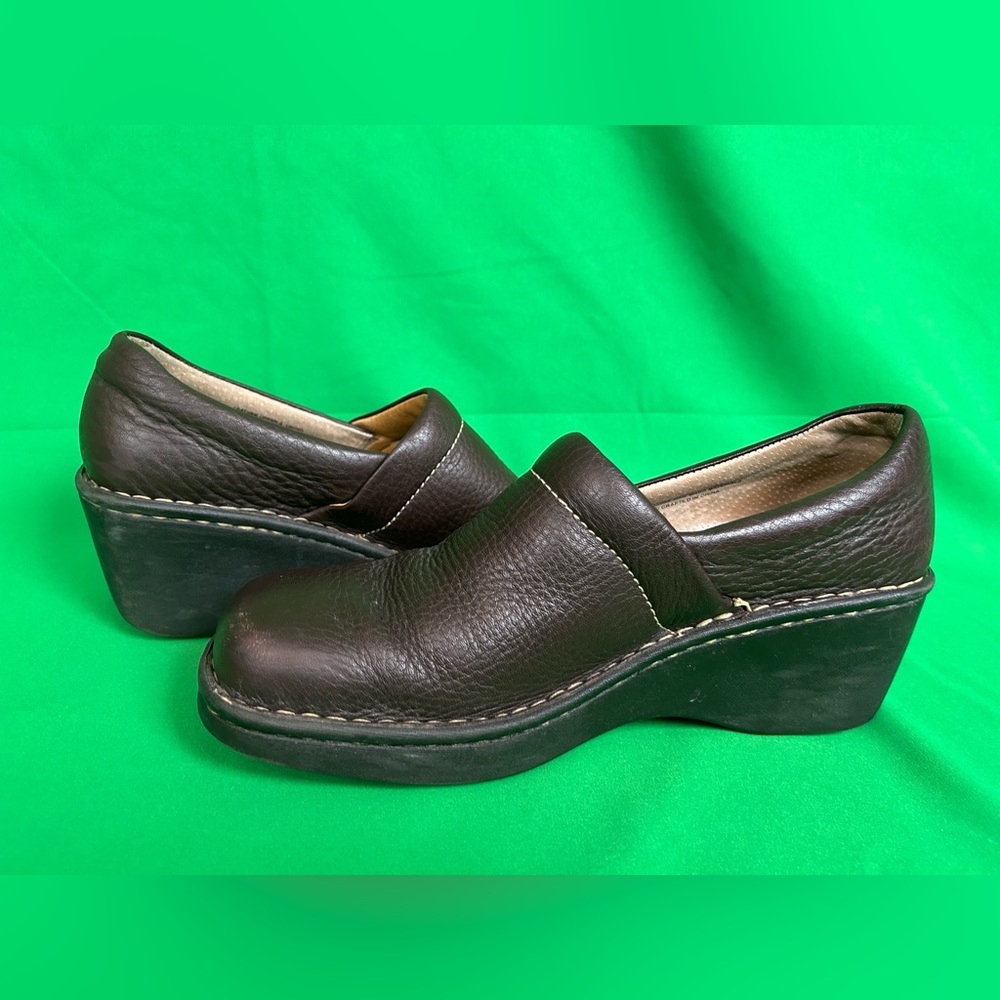 Pre-owned Women’s Born Toby Duo Brown Full Grain Leather Clogs - Picture 4 of 10
